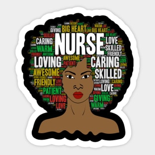 Black Nurse Afro Word Art Sticker